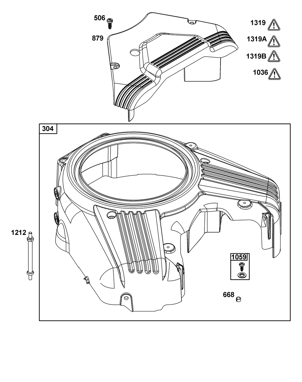 Blower Housing Group Diagram and Parts List for 543777-3224-J1 400000 - 699999 Briggs and Stratton Engine